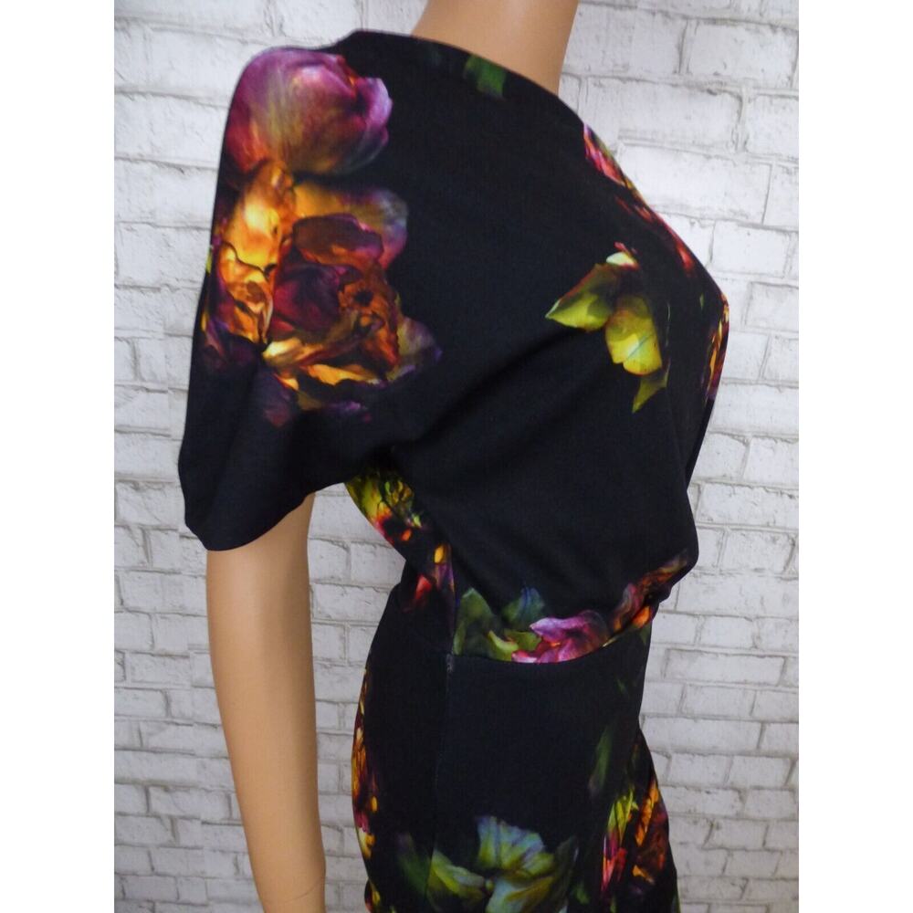 $225 Alexia Admor Draped Shoulder Olivia Black Floral Dress Small NEW A506 - Picture 7 of 15